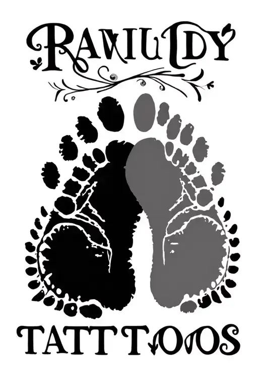 Baby Footprint & Dog Footprint Intertwined