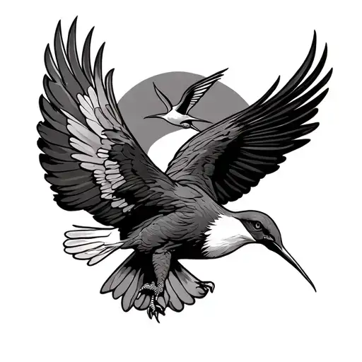 Eagle And Hummingbird Flying