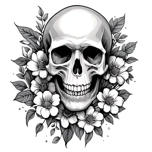 Skull And Flowers