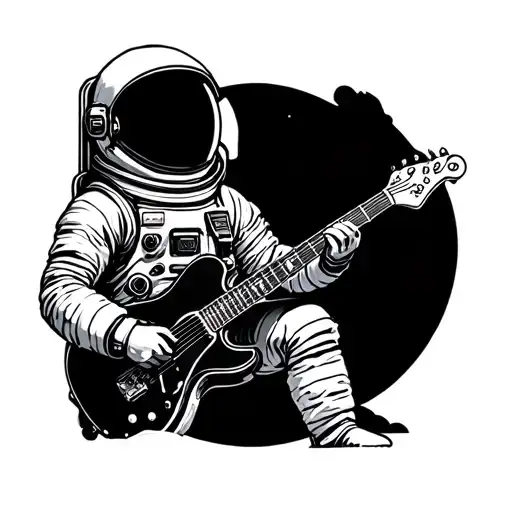 Astronaut With Guitar Minimalist