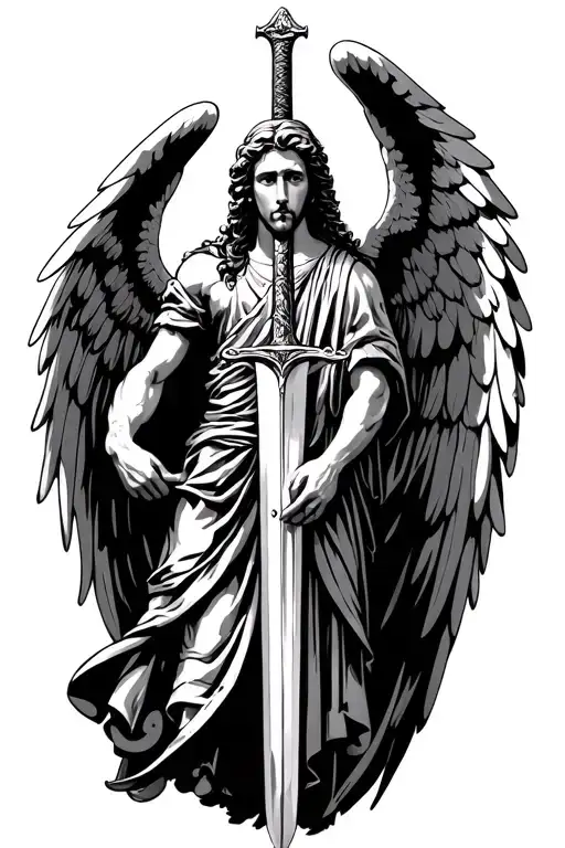 Roman Gaurdian Angel Holding A Sword