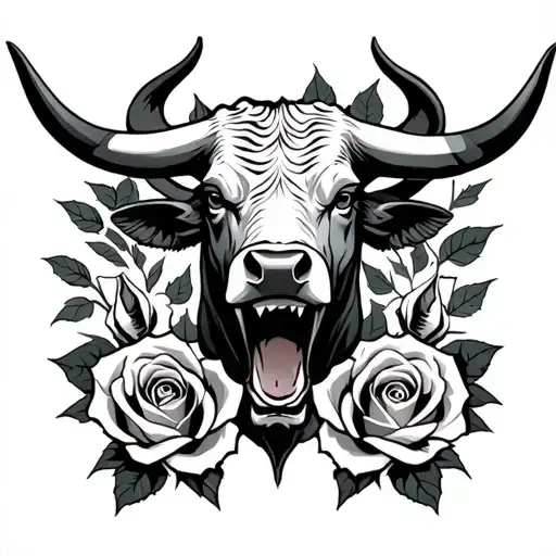 Bull And Roses