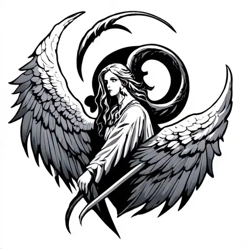 Scythe With 6 Angel Wings