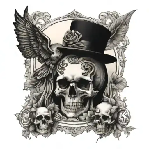 Lovers Tarot And Skull