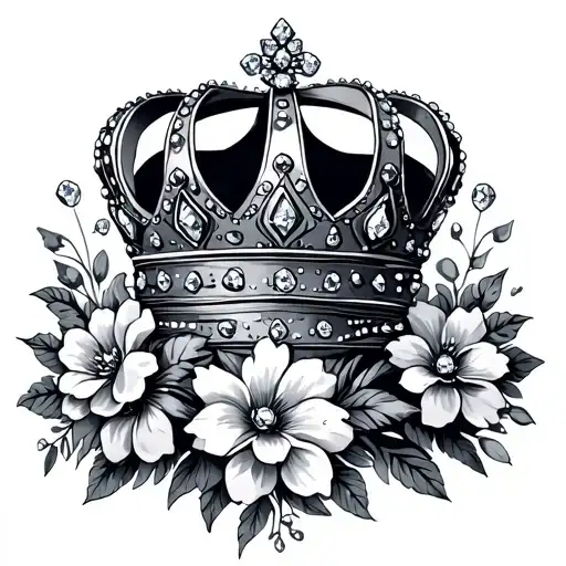 Crown With Diamonds And Flowers