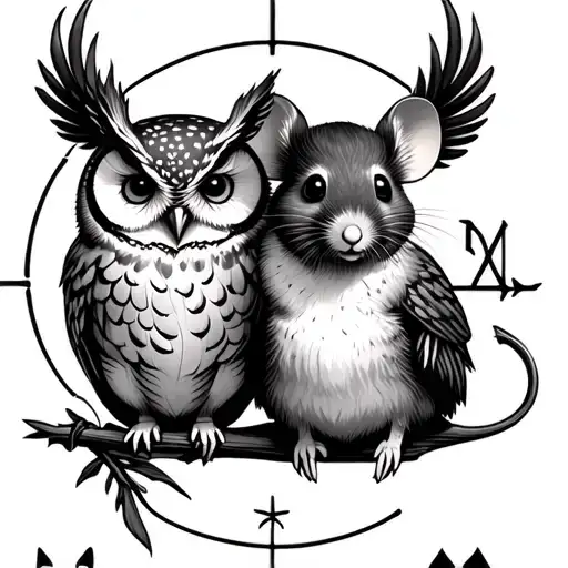 Mouse And Owl On A Libra Zodiac Sign