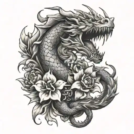 Dragon And Flowers