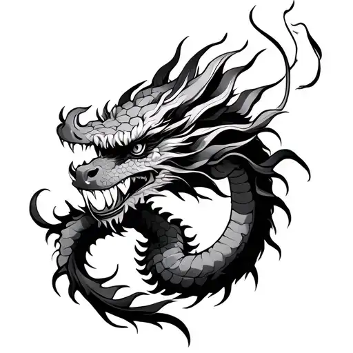 Japanese Style Dragon Wrapped Shoulder