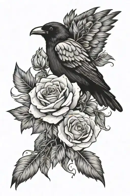 Crow And Roses