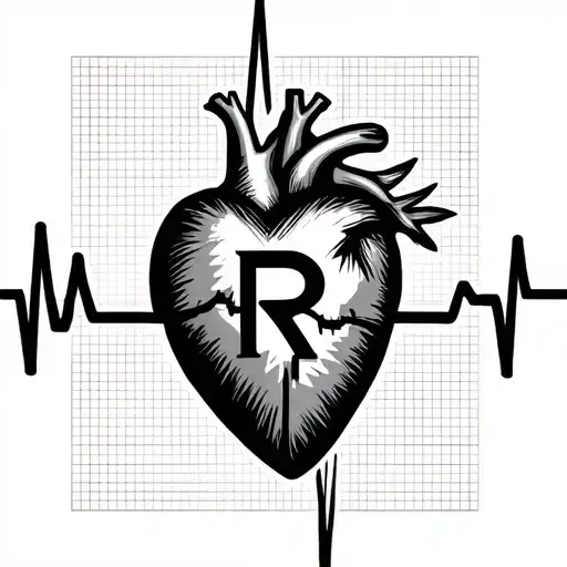 Ekg Beats With Heart Symbol And Letter R Simpler