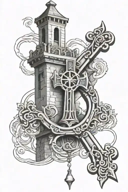 Irish Cross Connected To A Bell Tower Shape