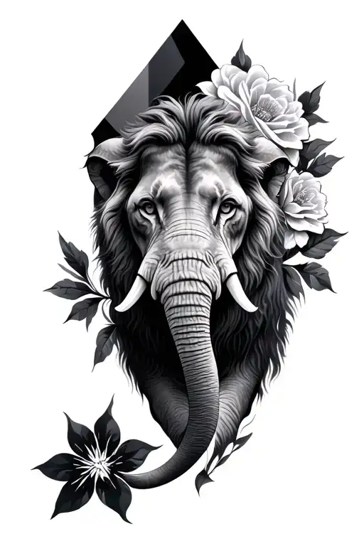 Elephant Lion Flowers Diamond