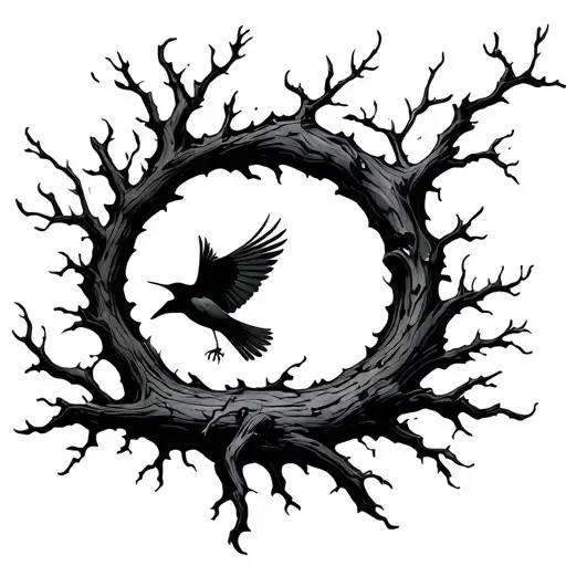 Tree Branch Breaking With A Bird Flying Off