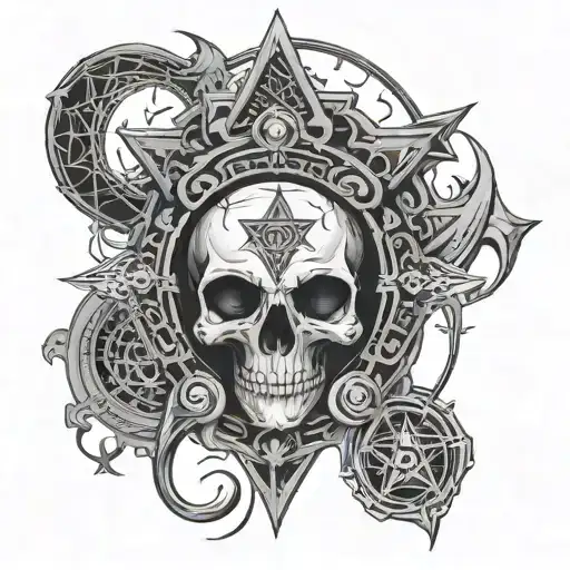 A Deathcore Inspired Design Featuring Occult Symbols And Dark Imagery