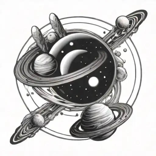 Galaxy And Planet With Rings