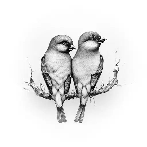 Two Birds Looking At Different Directions