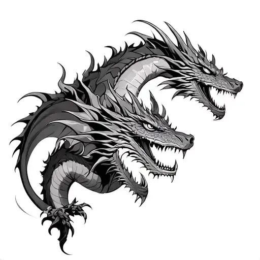 Fierce Dragon Father Protecting His 2 Fierce Dragon Daughters As A