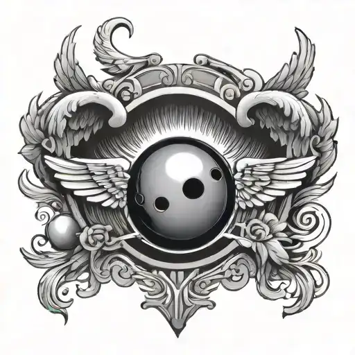 Bowling Ball With Angel Wings Spread