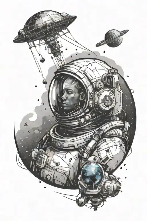 Human Looking From Earth To Space Themed