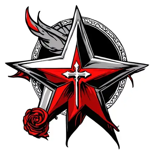 Red Star Pierced With Cross
