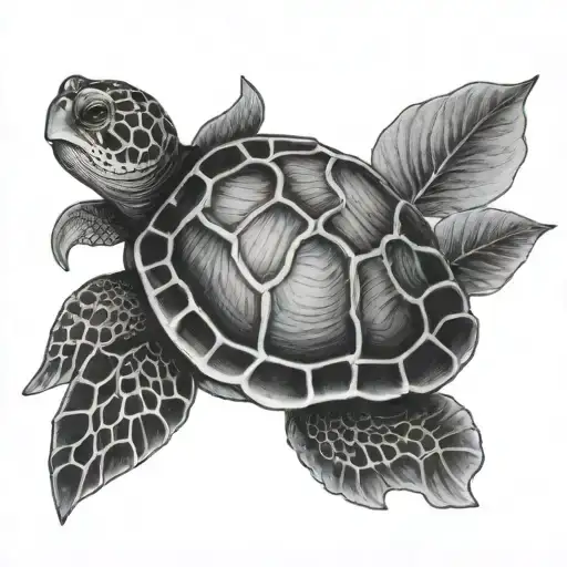 Turtle And Lotus Flower