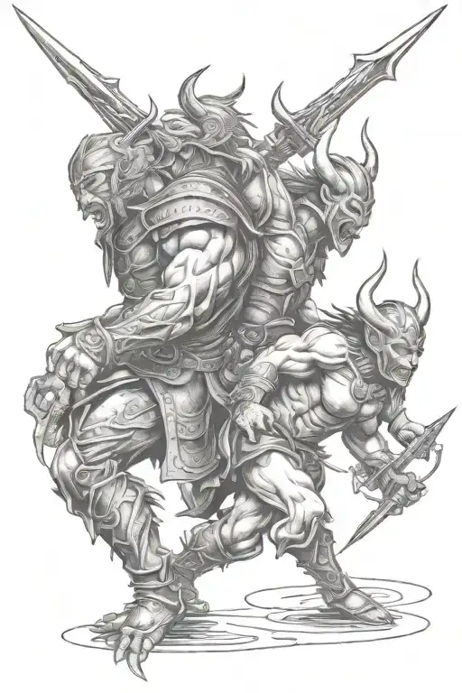 Warrior And Demon Fighting