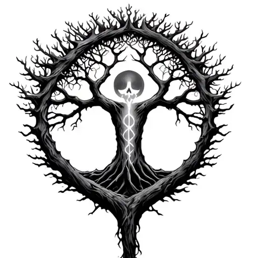 Tree Of Life Tattoo With Death In The Center