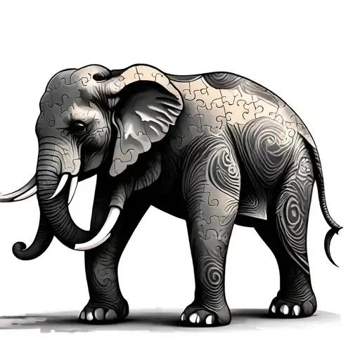 Elephant Made Out Of Puzzle Pieces