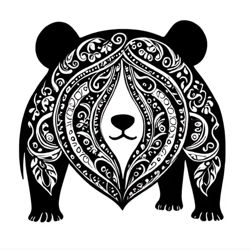 Simple Bear Silhoutte With Paisleys Inside Representing My Mother