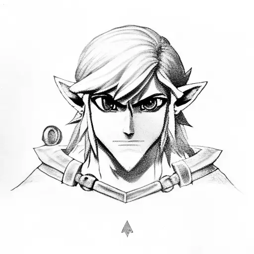 A Monochrome Portrait Of Link From The Legend Of Zelda