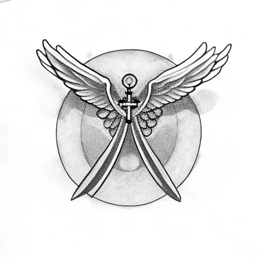 Cross With Wings And Rosary