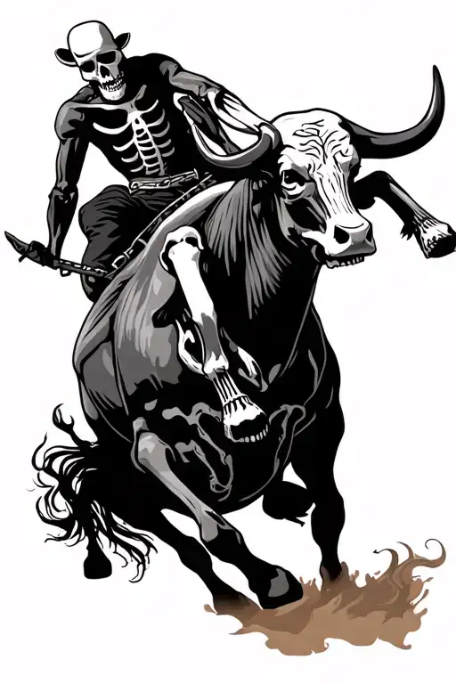 Skeleton Bullrider On Skeleton Bull