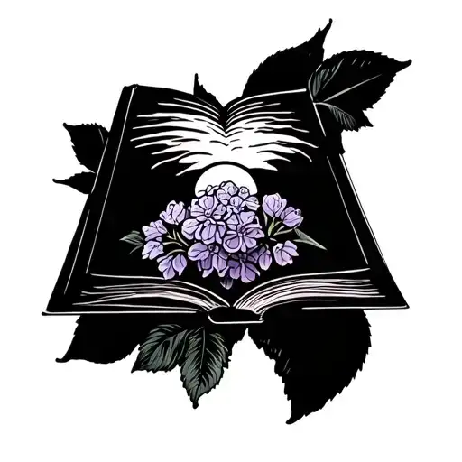 Sunrise And Sunset Inside Of An Open Book With Lilacs