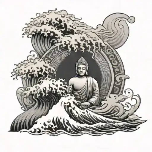 Ocean Wave With Buddha Head