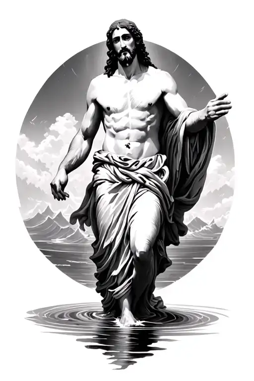 Jesus Walking On Water Back Turned