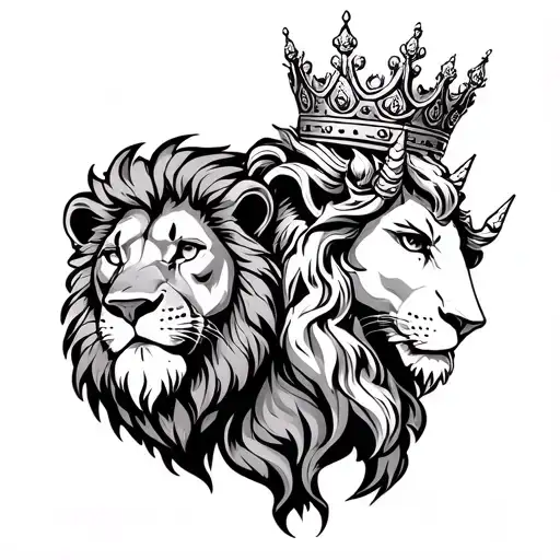A Lion And Cappricorn With A Queen Crown