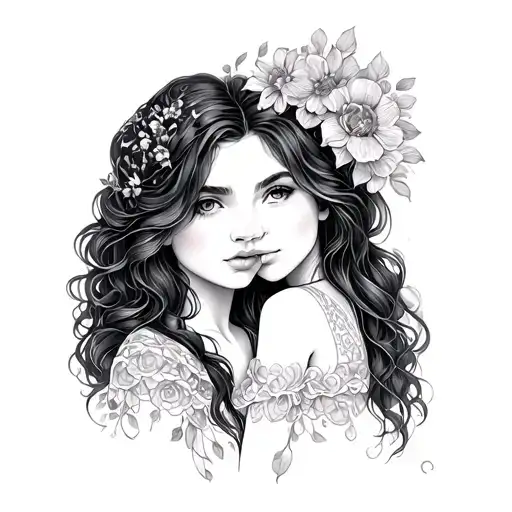 Tattoo Between Delicate Mother And Daughter