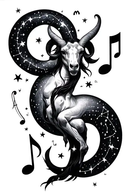 Aquarius And Aries Constellation Surrounded My Music Notes