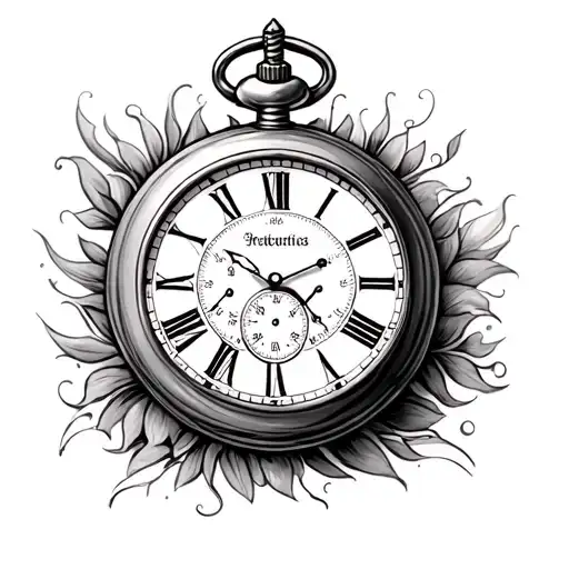 Pocket Watch's For Kids Names Sleeve Tattoo Design