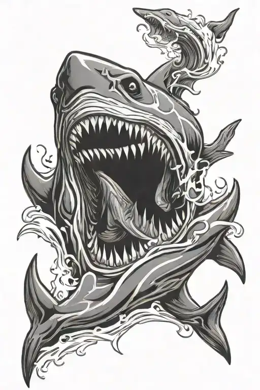 Shark Jaws With Wave