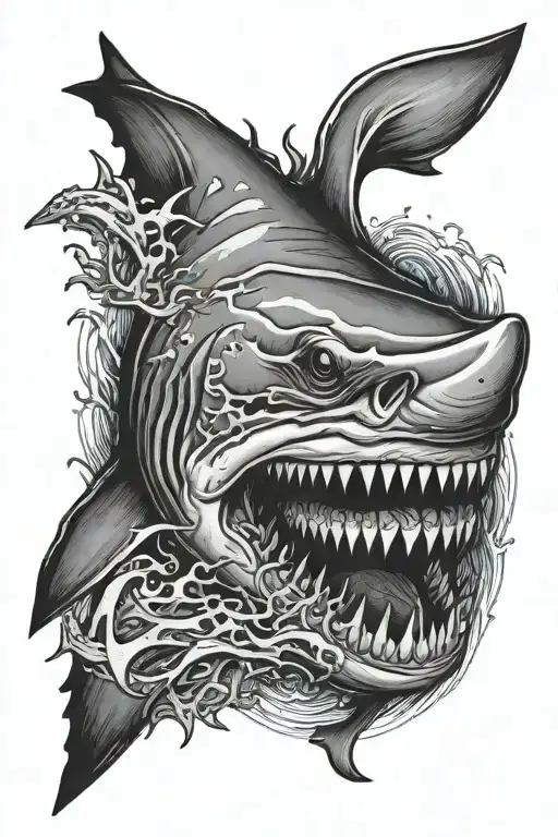 Shark Jaws With Ocean Inside