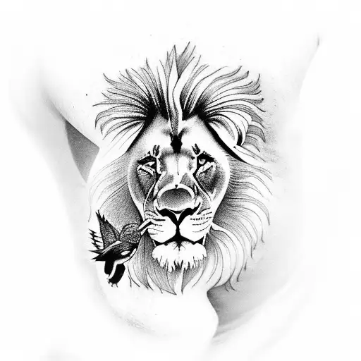 Jamaican Themed Full Sleeve With Lion And Hummingbird