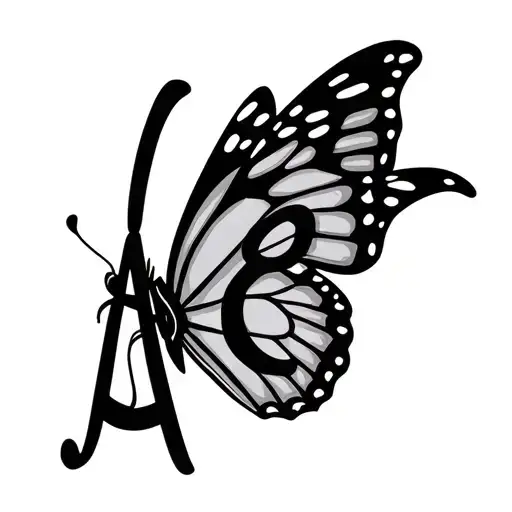 A Butterfly Tattoo With The Letter A Inside The Left Wing And The Letter C Inside The Right Wing
