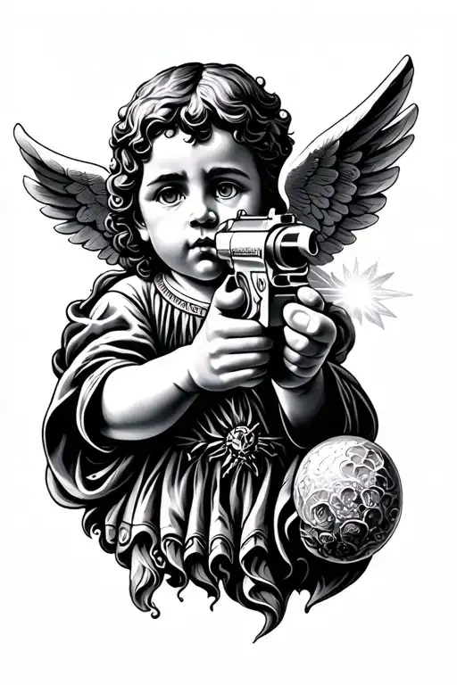 Cosmic Cherub Aiming Gun Shooting