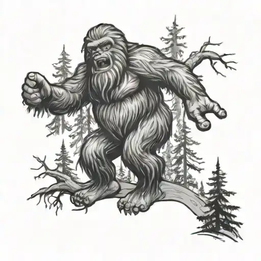 Bigfoot Being Abducted In Forest