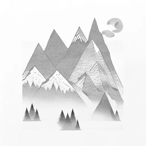 A Majestic Mountain Peak Rising Above A Forest