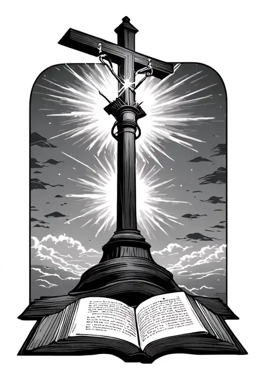 Light Post With A Bible Shining Brightly
