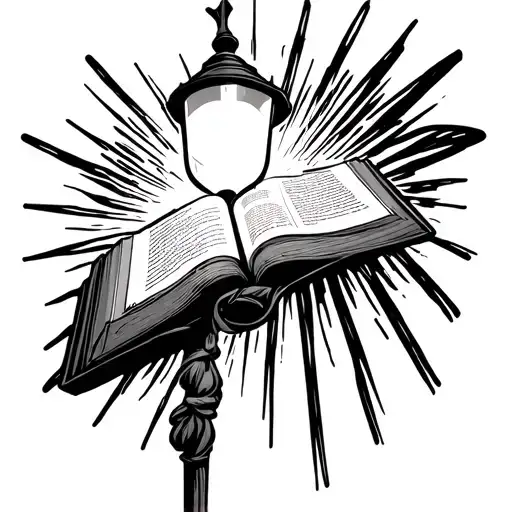 Light Post With A Bible Shining Brightly
