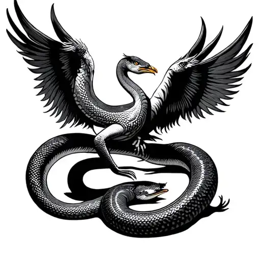 A Snake Fighting A Crane Around A Wing Chun Wooden Dummy