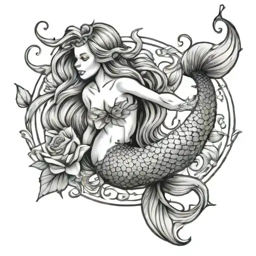 Mermaid With Flowers